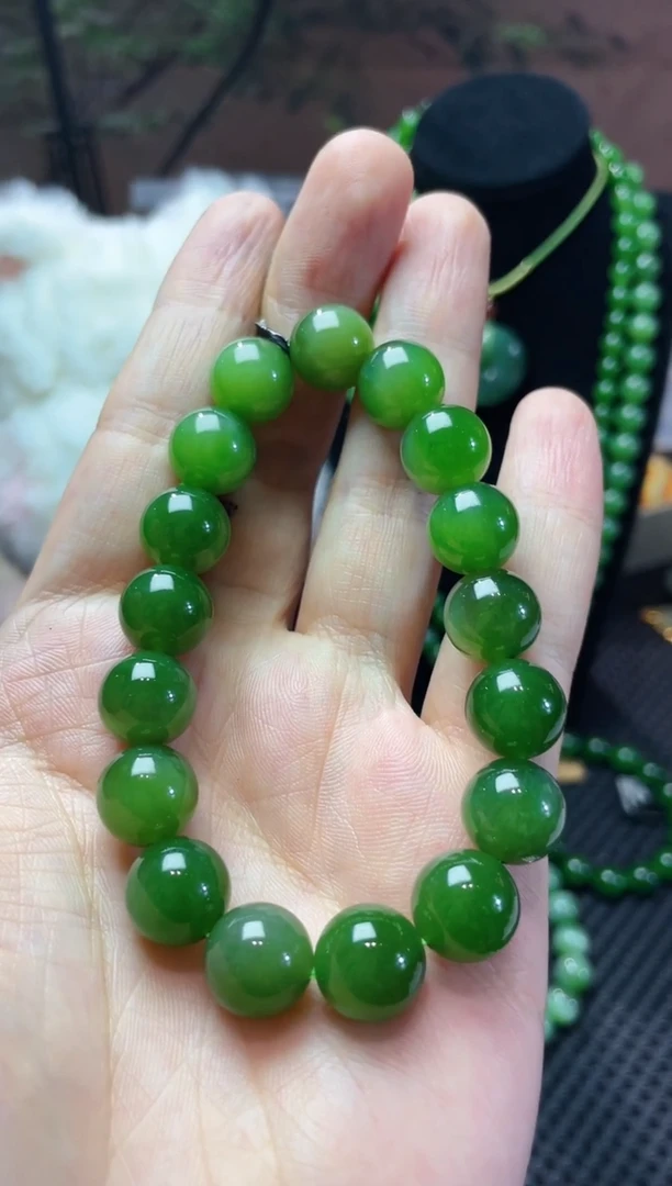 颈饰未镶嵌和田玉和田玉碧玉手串12mm