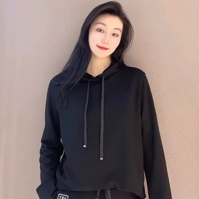 哥弟阿玛施正官方2025年春秋新款休闲百搭连帽长袖卫衣女装上衣女