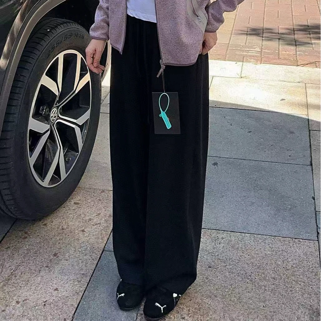 抽绳松紧腰净版休闲裤