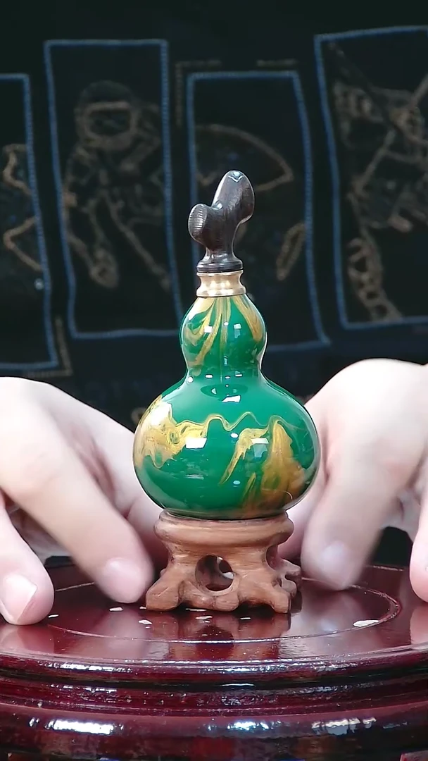 藤劲*黑檀木塞葫芦把件   761