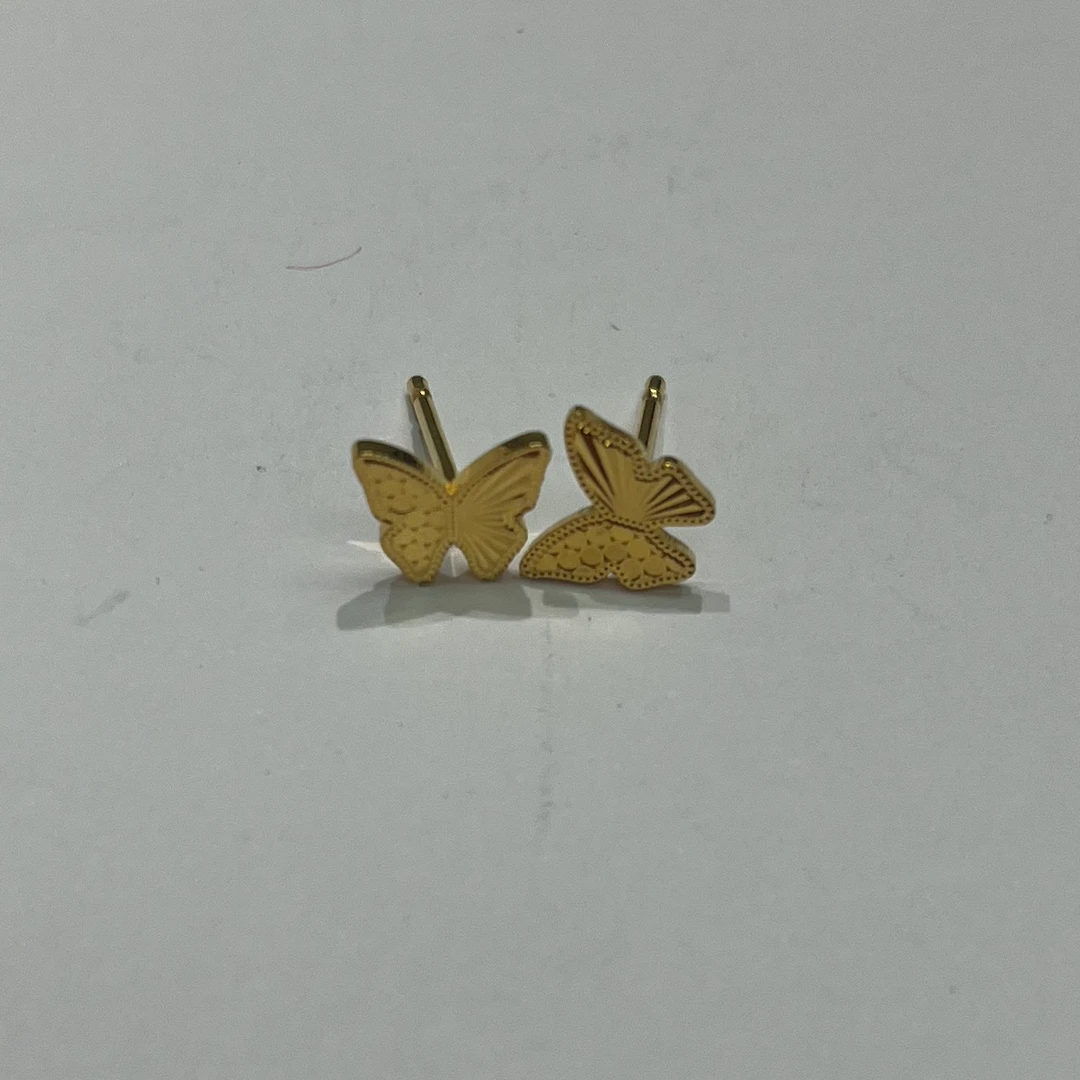 足银耳饰 蝴蝶/蜻蜒/昆虫女轻奢风999电金色耳钉百搭气质经典直针