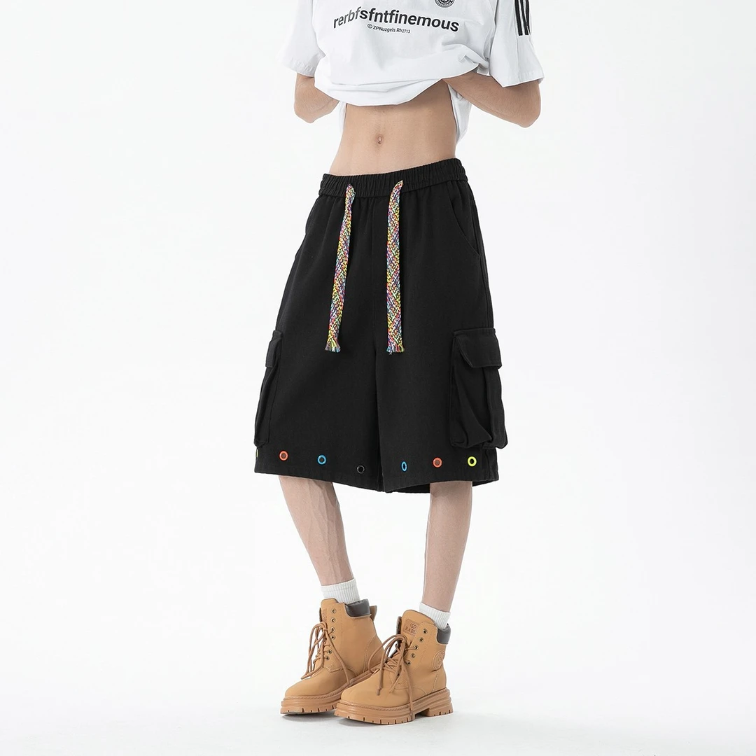 MONOLOGE美式机能工装短裤男夏季宽松直筒百搭休闲潮流高街五分裤