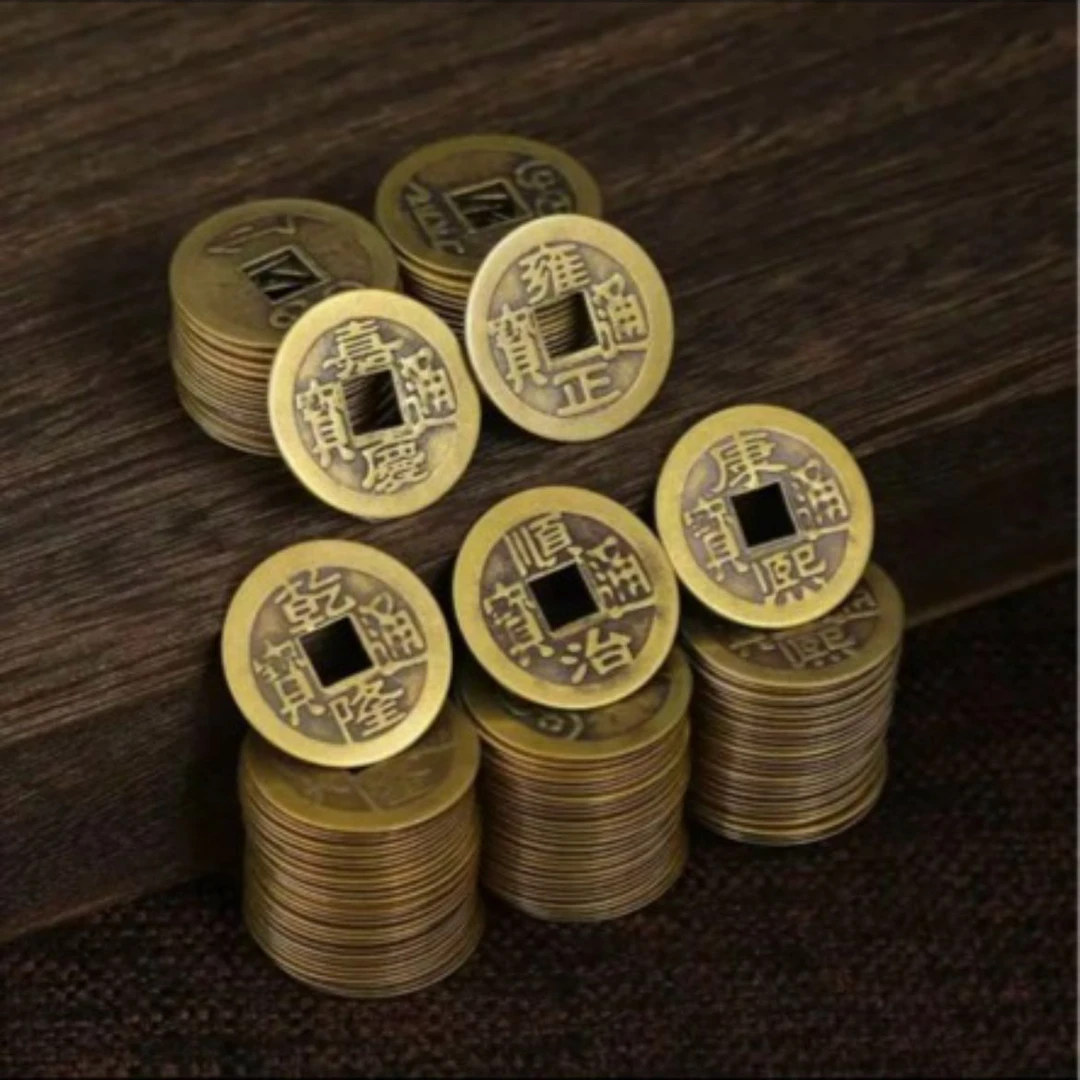 黄铜五帝钱压门槛过门石随身配件挂饰家用仿古铜钱挂件家居装饰品