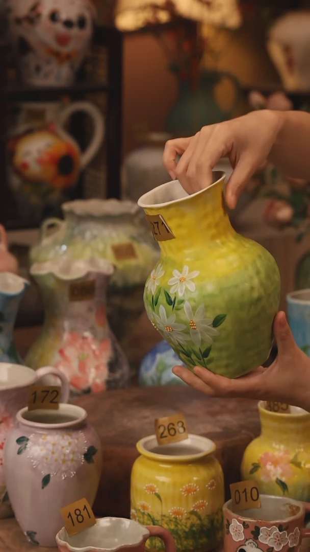 陶瓷271景德镇设计师手作花器摆件侘寂风