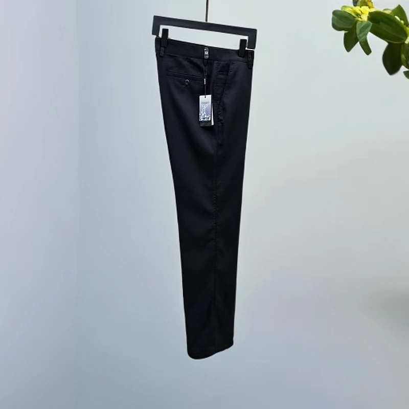 【休闲西裤8102】男士夏季轻奢商务经典直筒合体版黑青色休闲西裤
