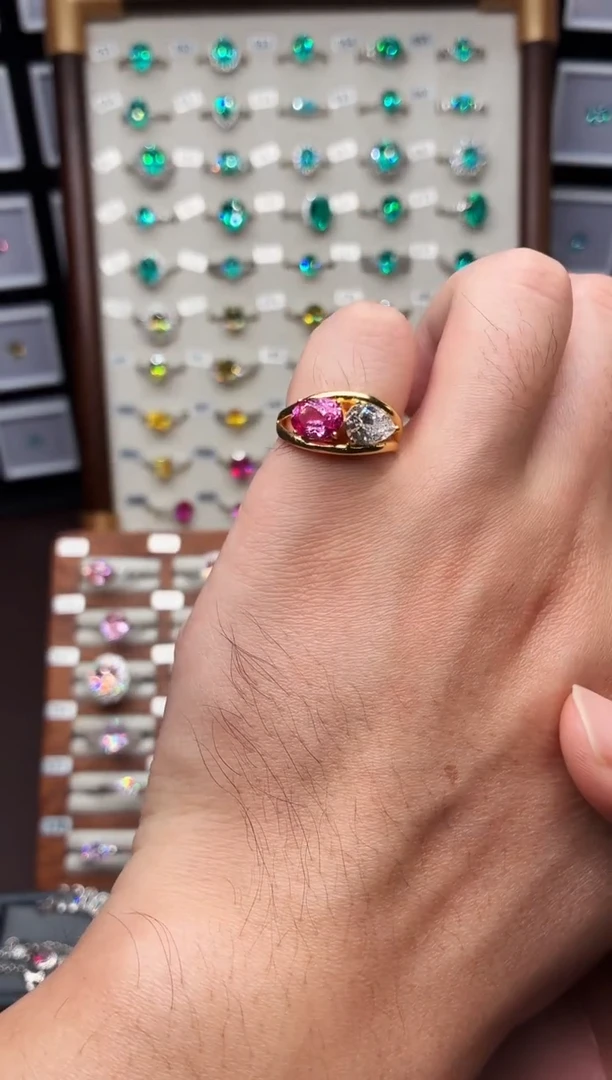 戒指彩色蓝宝石银S925镶嵌1111