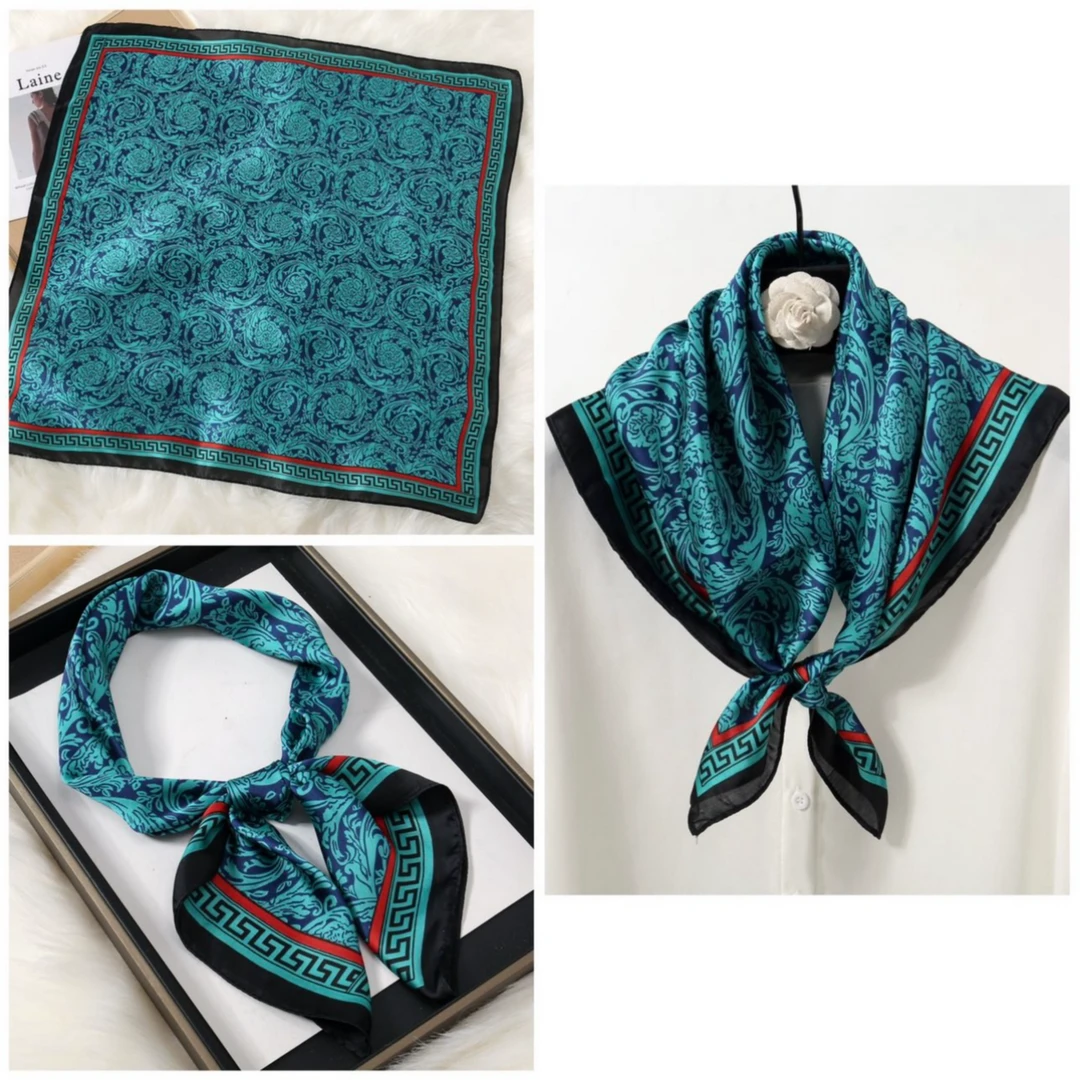 7082蓝色腰果花丝巾70*70方巾