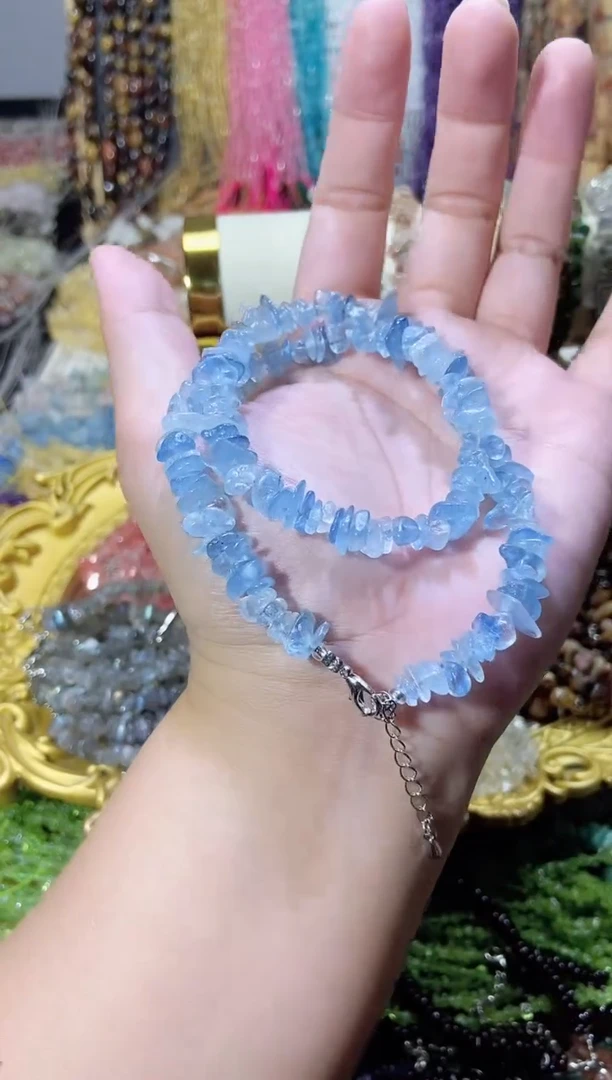 未镶嵌珠宝半成品水晶海蓝宝项链