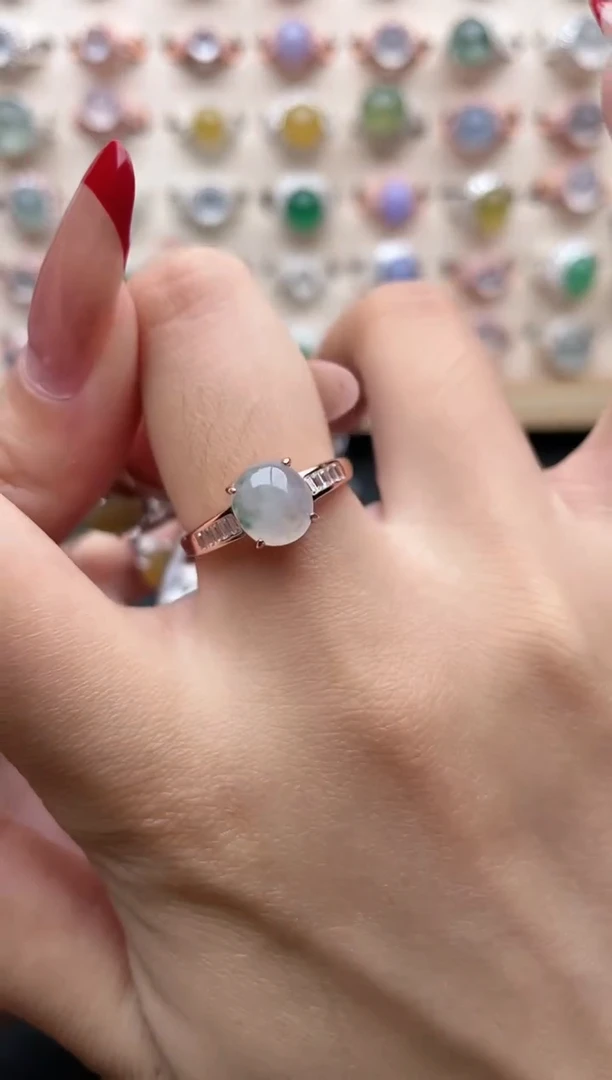 【闪购商品】翡翠戒指银S925镶嵌一物一证一礼盒