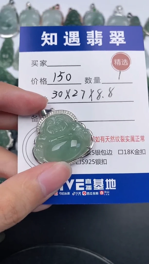 翡翠银S925镶嵌颈饰挂件