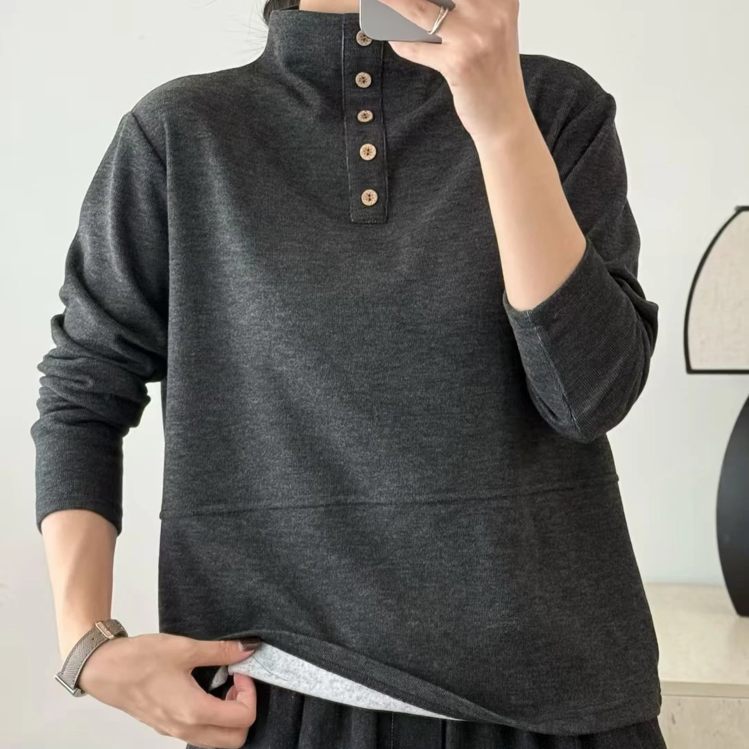 16332新款春秋修身显瘦简约百搭立领打底衫