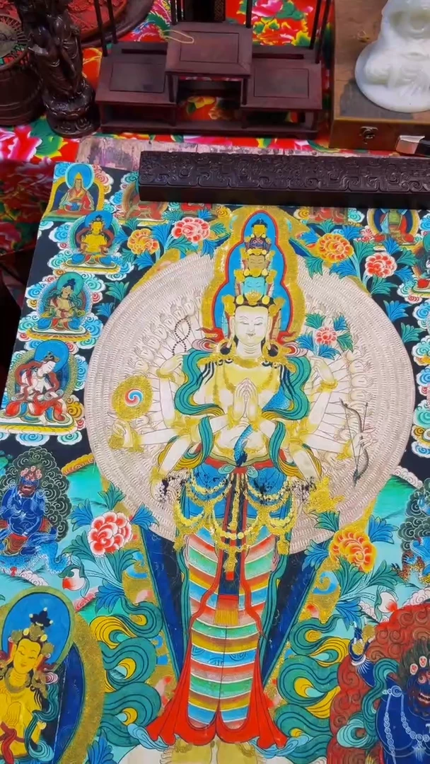 装裱画精品绘画手工唐卡链接-----千手观音