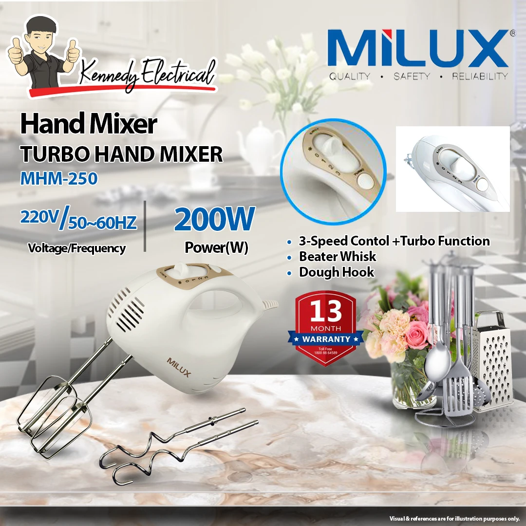 MILUX新加坡原单便携式电动打蛋器3档速度手持式家用纯铜电机2