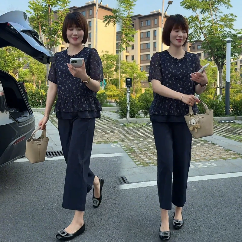 夏季盐系时尚穿搭女装2025新款小个子宽松显瘦设计感短袖衬衫裤子