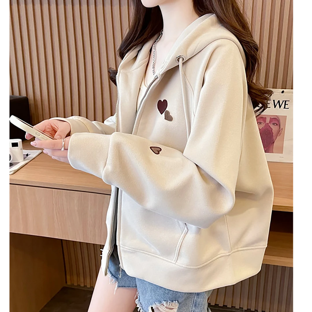 女童春秋外套2025新款青少年休闲百搭秋装连帽卫衣中大童休闲上衣