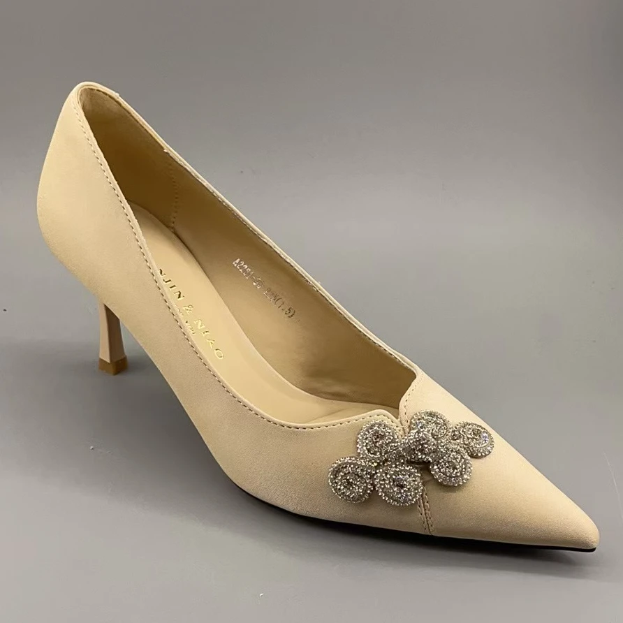 2261-30(5厘米)杏色国风水钻单鞋细高跟鞋