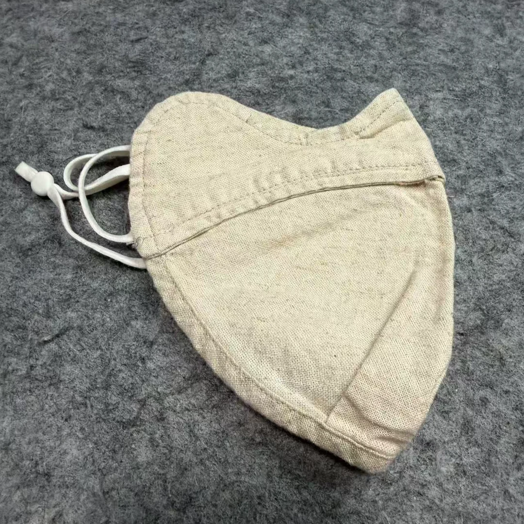 100%汉麻防尘防菌成人通用防护防晒口罩汉麻口罩纯色原麻色