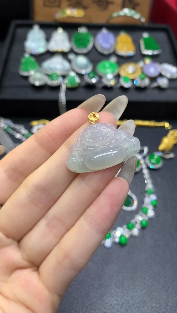 吊坠(不含链)18K金镶嵌翡翠3吊坠不含链