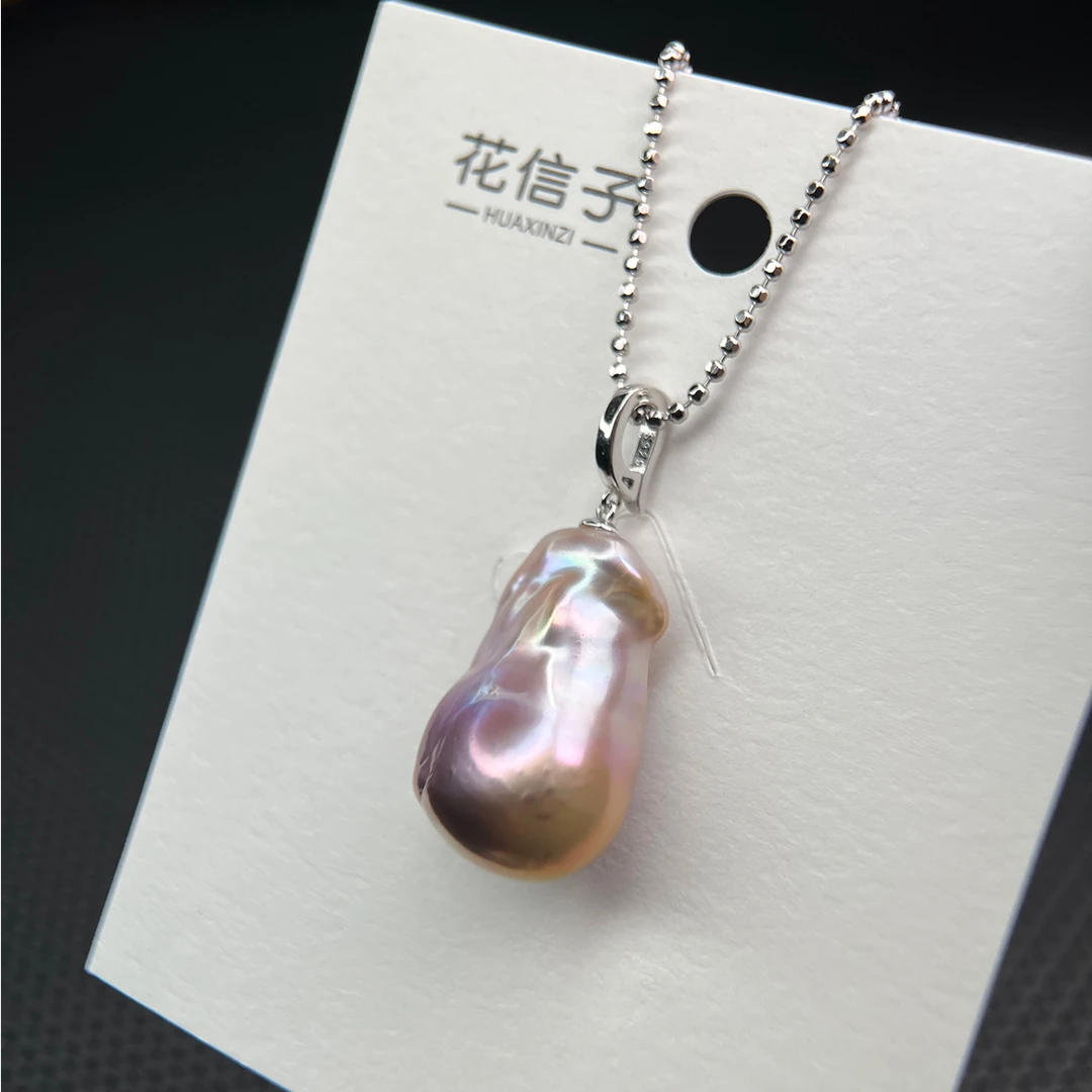 坠链均925银 7127 巴络克粉珠 天然复古锁骨链毛衣项链