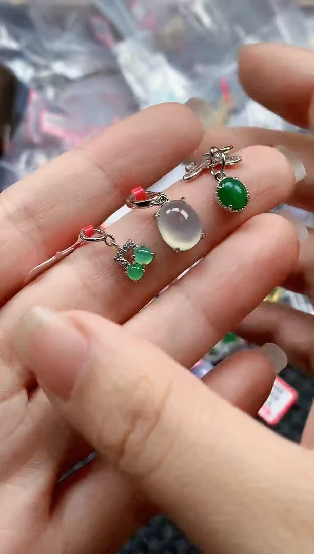 银S925镶嵌戒指翡翠天然A货缅甸翡翠