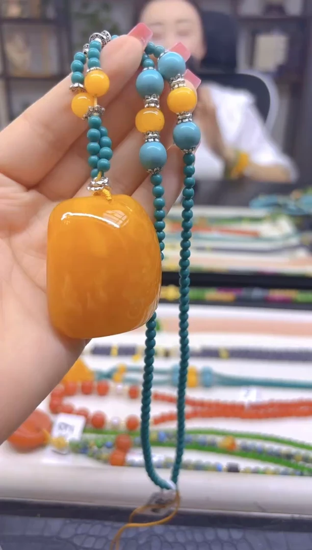 蜜蜡毛衣链未镶嵌DIY款M685