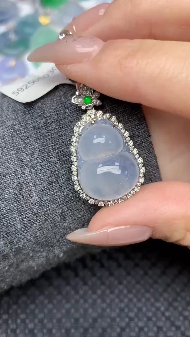 颈饰18K金镶嵌翡翠天然缅甸翡翠a货百元以上9元证书费自理