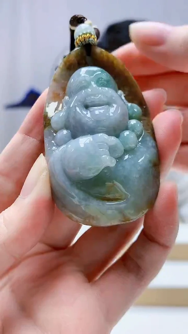 未镶嵌定制翡翠4898zm-毛货挂件佛公47