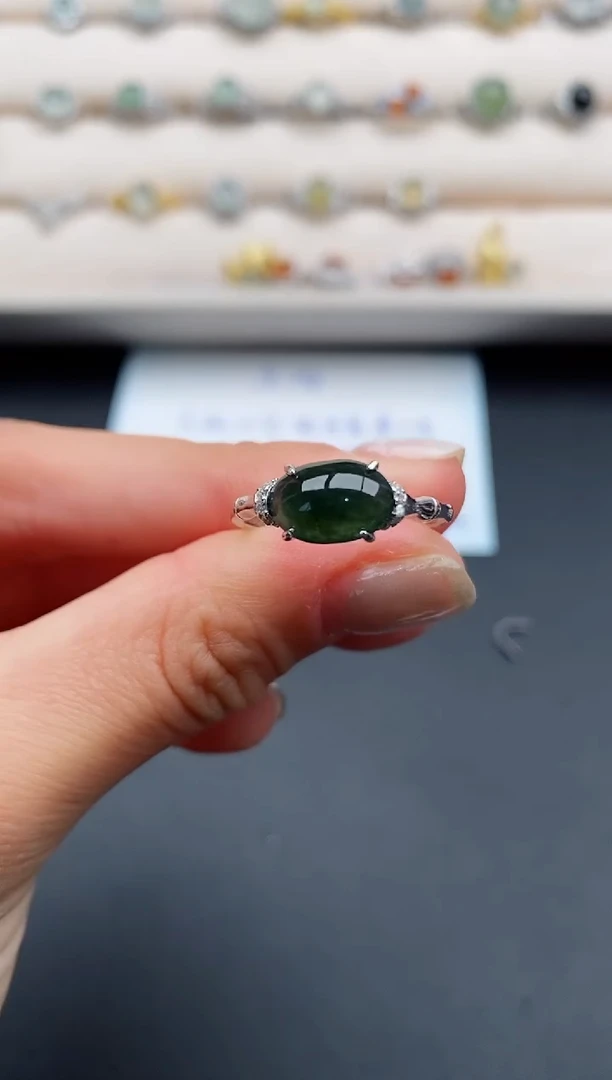 银S925镶嵌戒指翡翠22222222+3