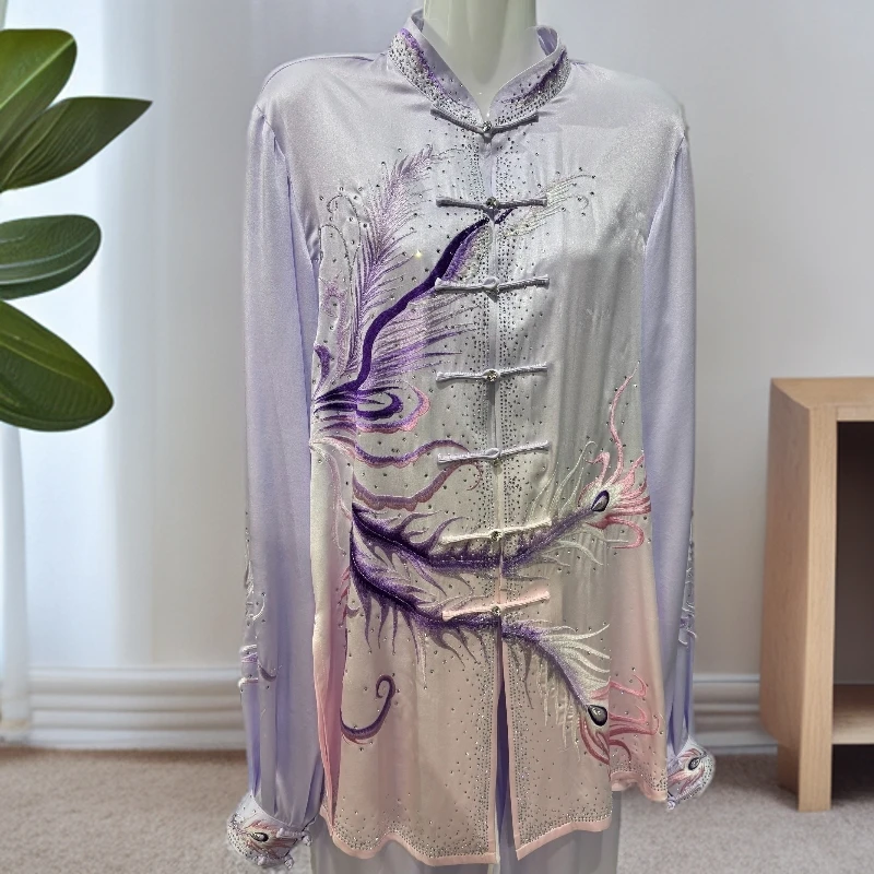 【定制商品15天发货】太极拳表演服竞技比赛服真丝纺丝刺绣绣花彩服