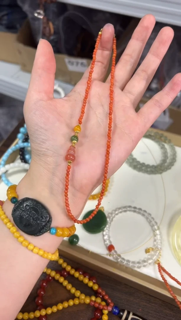 手链银S925镶嵌南红玛瑙南红玛瑙葫芦银项链[1848]