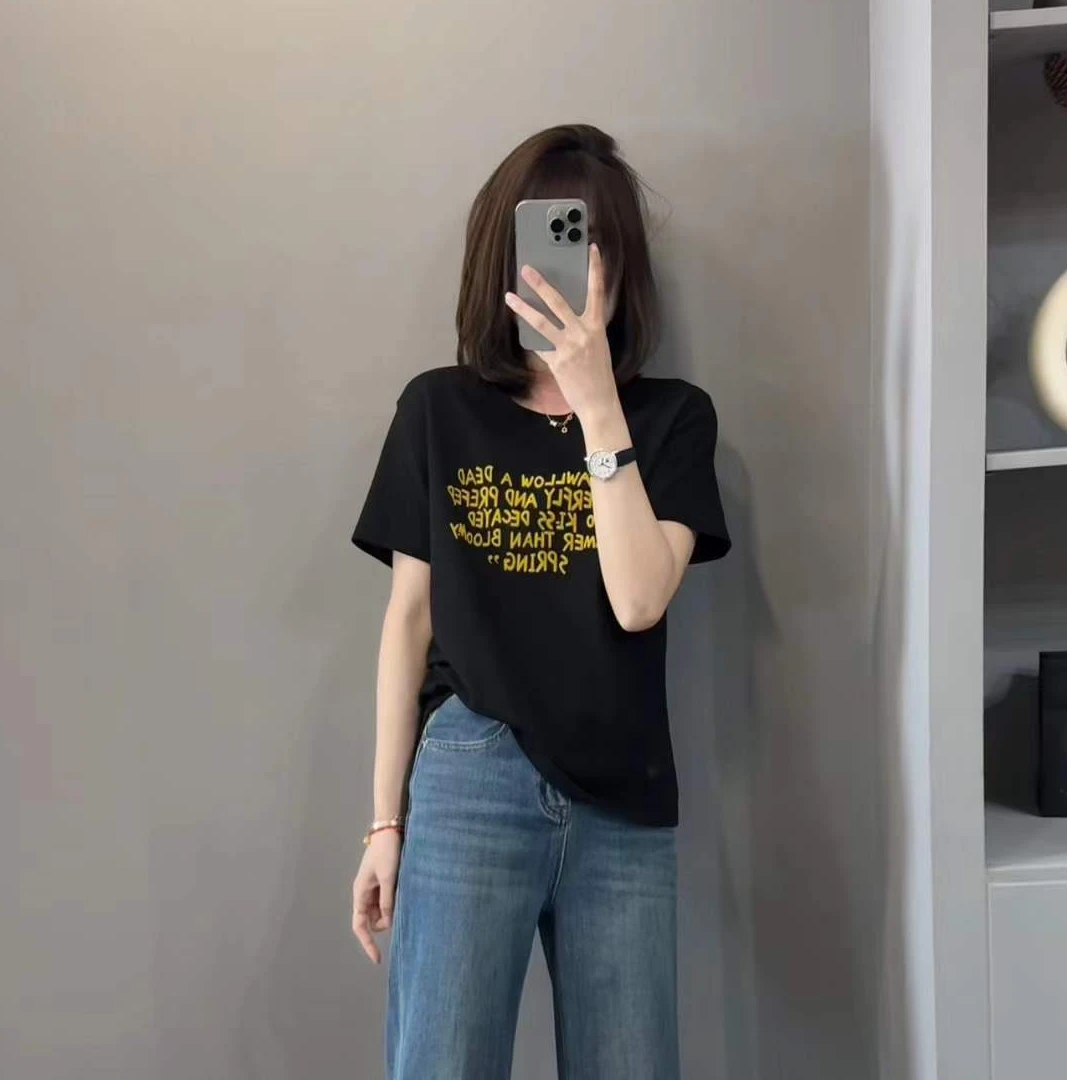 TY5 【简约字母】定制款显瘦百搭简约字母短袖T恤(衣长60)