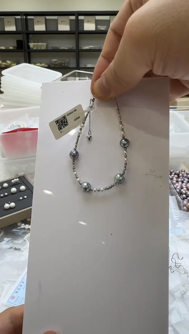 海水珍珠银S925镶嵌手链4-8mm