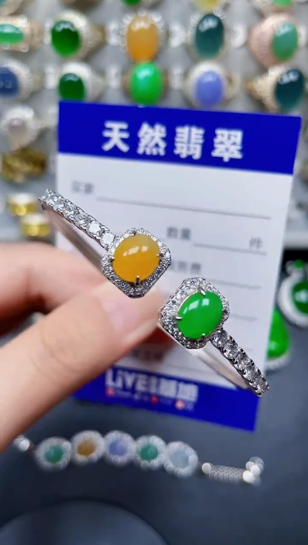 银S925镶嵌手镯翡翠159