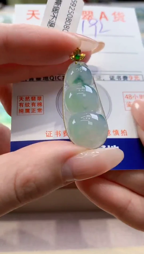 颈饰18K金镶嵌翡翠天然翡翠挂件