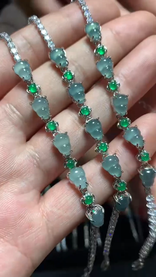 银S925镶嵌手链翡翠《多样性发一》