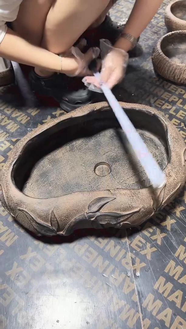 陶土丨鹅卵石平安竹大花盆
