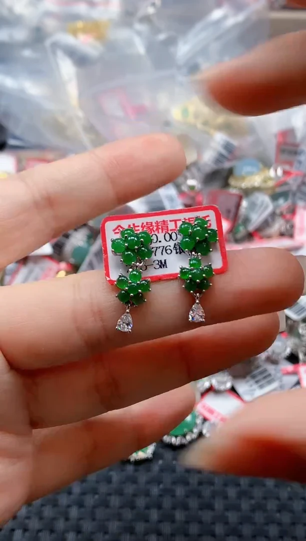 银S925镶嵌戒指翡翠天然A货缅甸翡翠