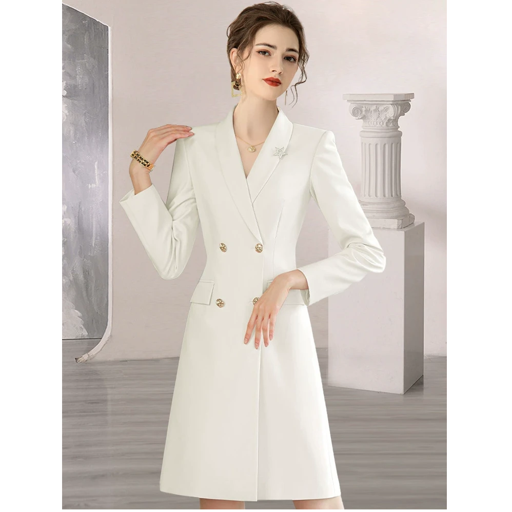 职业连衣裙女西装裙显瘦主持人播音A字裙职场通勤工装高级感68017