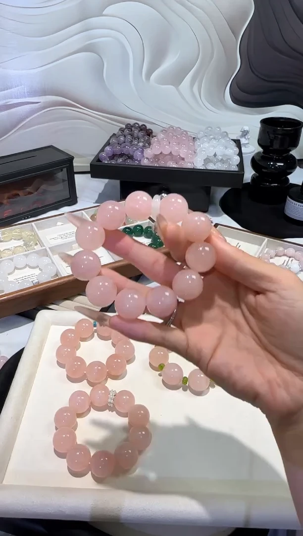 水晶手串未镶嵌【拍2单】西柚粉水晶