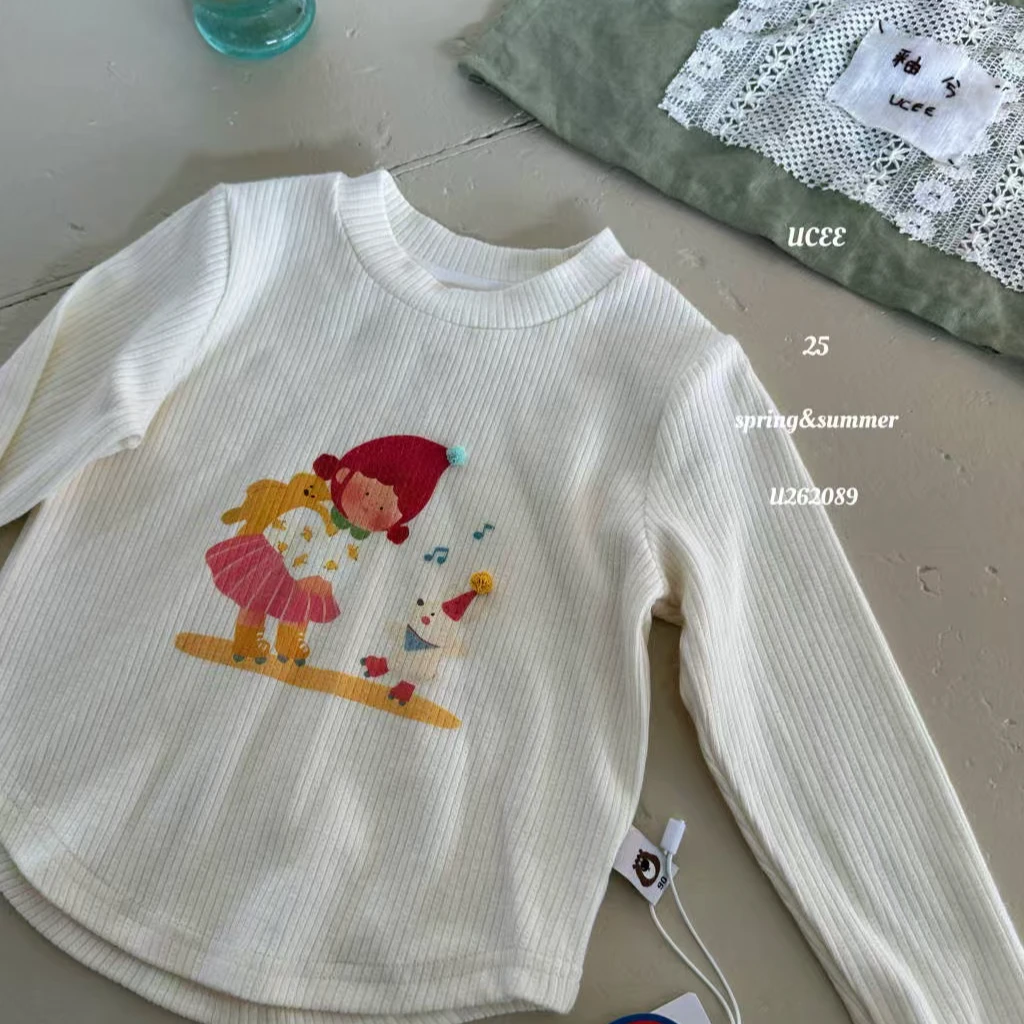 2025春季新款女童A类女孩与小熊打底衫辣妹T恤262089