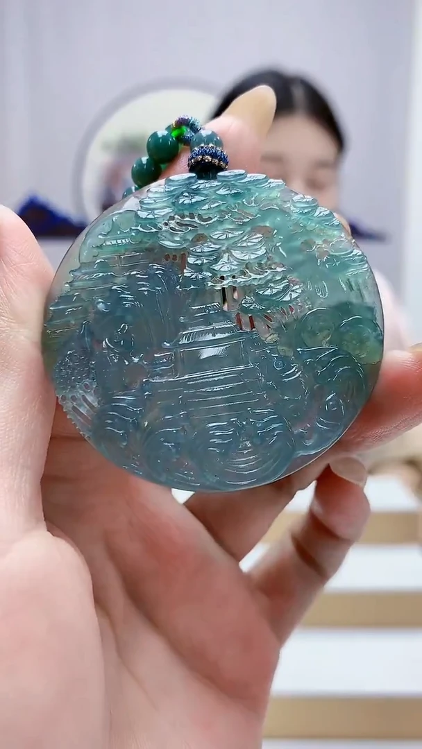 未镶嵌定制翡翠4812MM-毛货挂件95赠珠链