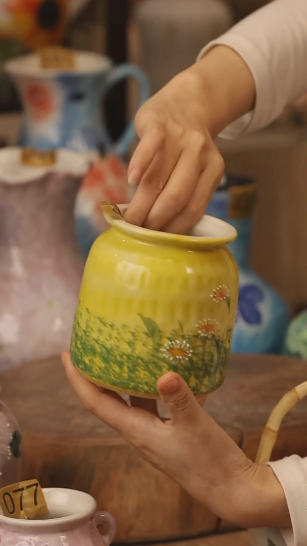 陶瓷景德镇设计师手作花器摆件侘寂风@M268@
