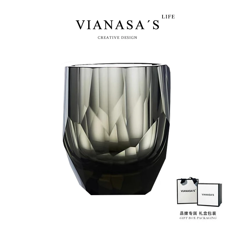 VIANASA原石谜库里南威士忌洋酒杯K9水晶玻璃杯高档礼盒套装送人