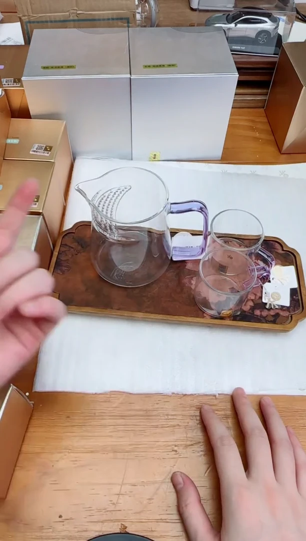 风谜新月茶器浅紫+禾器对杯浅紫