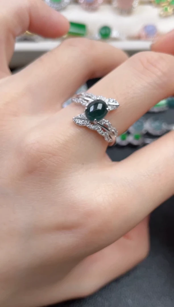 银S925镶嵌戒指翡翠15