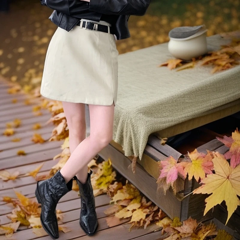 工厂店女鞋~新款百搭尖头V口软皮瘦瘦靴粗跟皱感西部牛仔短靴秋冬