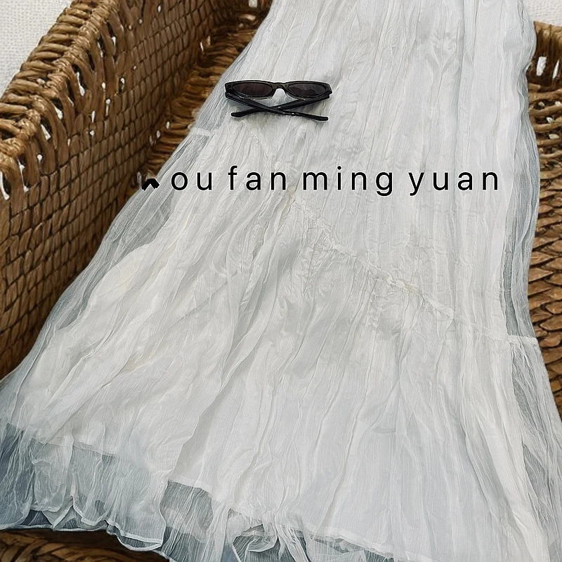 FY3171•【褶皱】显瘦百搭褶皱时尚轻奢女士简约气质仙女半身裙