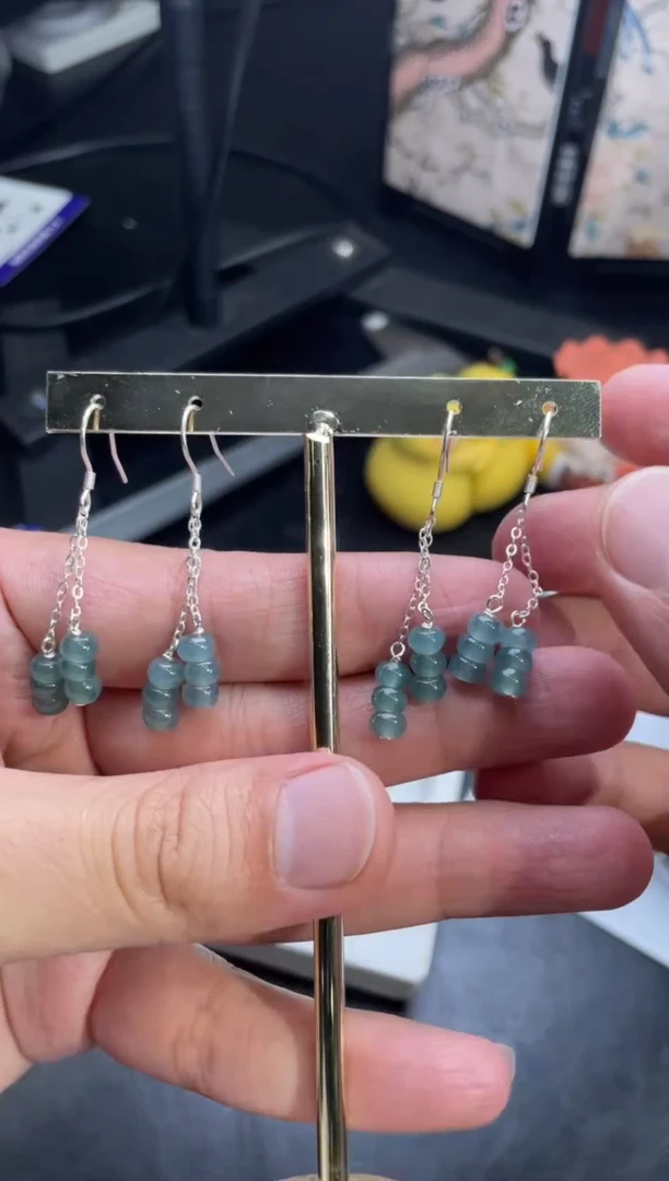 【闪购商品】翡翠耳饰银S925镶嵌多样性发一件H3