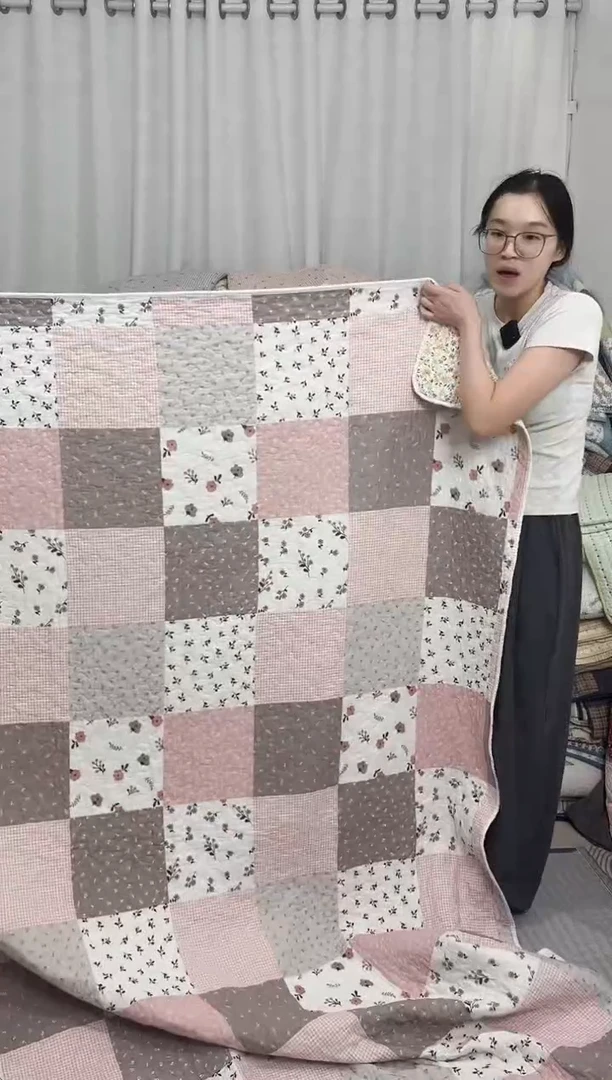 棉200*230粉灰格子