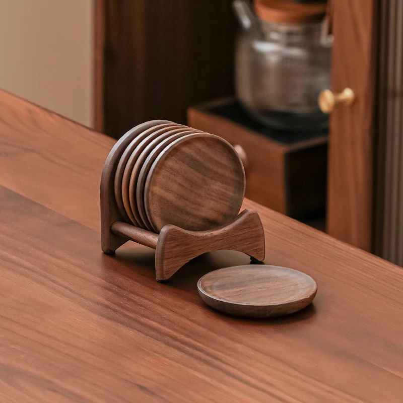胡桃木茶杯垫实木茶道功夫茶具配件新中式隔热垫茶托茶杯垫托家用